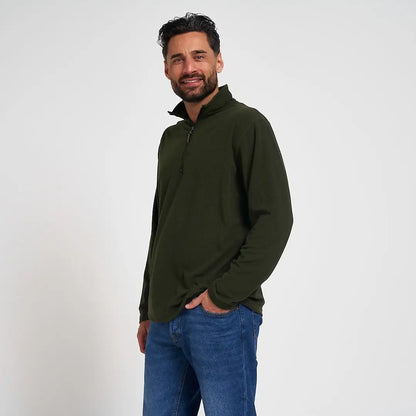 Jack Pyke lightweight olive green quarter-zip fleece pullover