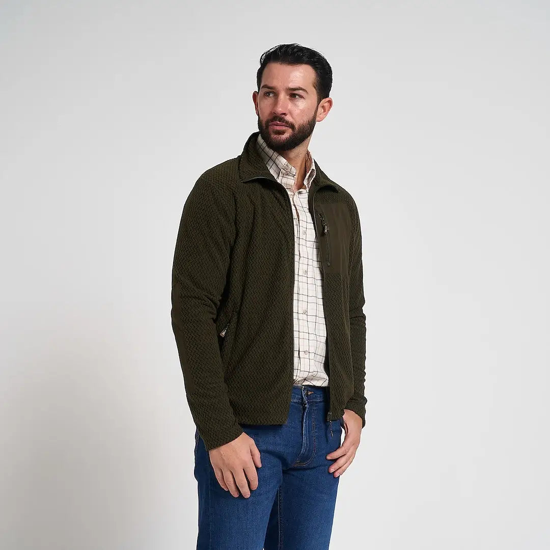 Olive green textured Jack Pyke lightweight Z fleece jacket