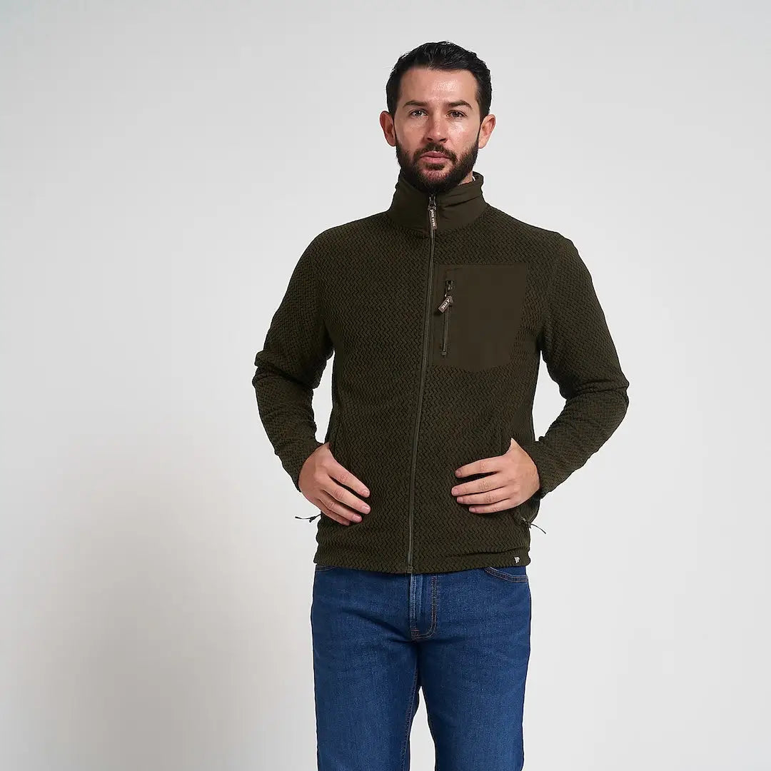Jack Pyke lightweight Z fleece jacket in olive green textured fabric