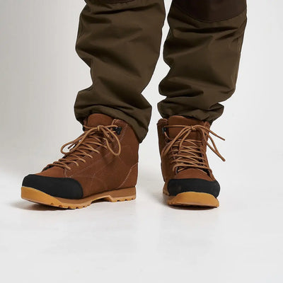 Jack Pyke Lowland brown leather hiking boots with black toe caps and tan soles