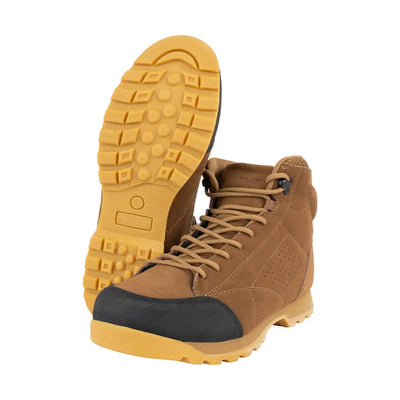 Rugged Jack Pyke Lowland Boots in brown leather with yellow rubber sole