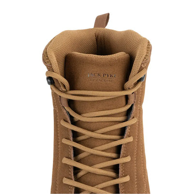 Tan leather Jack Pyke Lowland Boots with laces and a padded collar for ultimate comfort