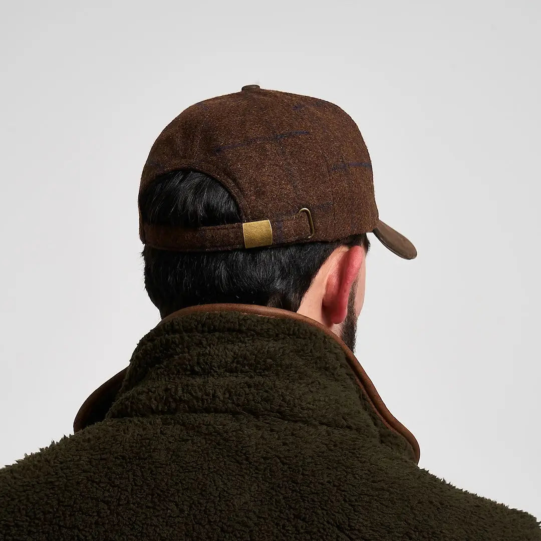 Jack Pyke lowland tweed baseball hat in brown with gold buckle