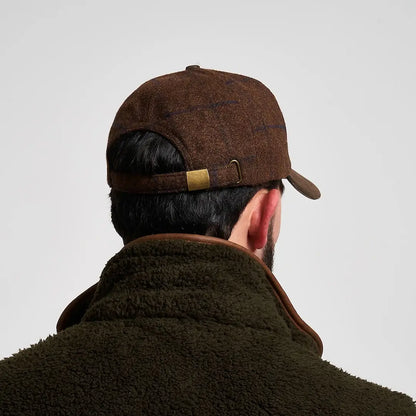 Jack Pyke lowland tweed baseball hat in brown with gold buckle