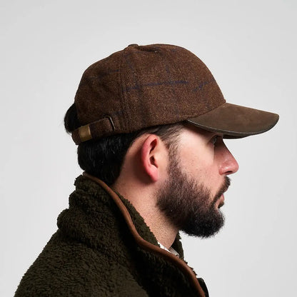 Jack Pyke lowland tweed baseball hat in brown with adjustable strap