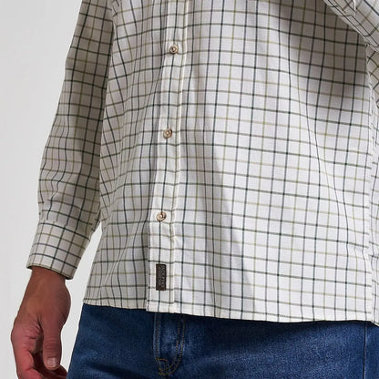 Jack Pyke Countryman long sleeved classic checked shirt in white olive green