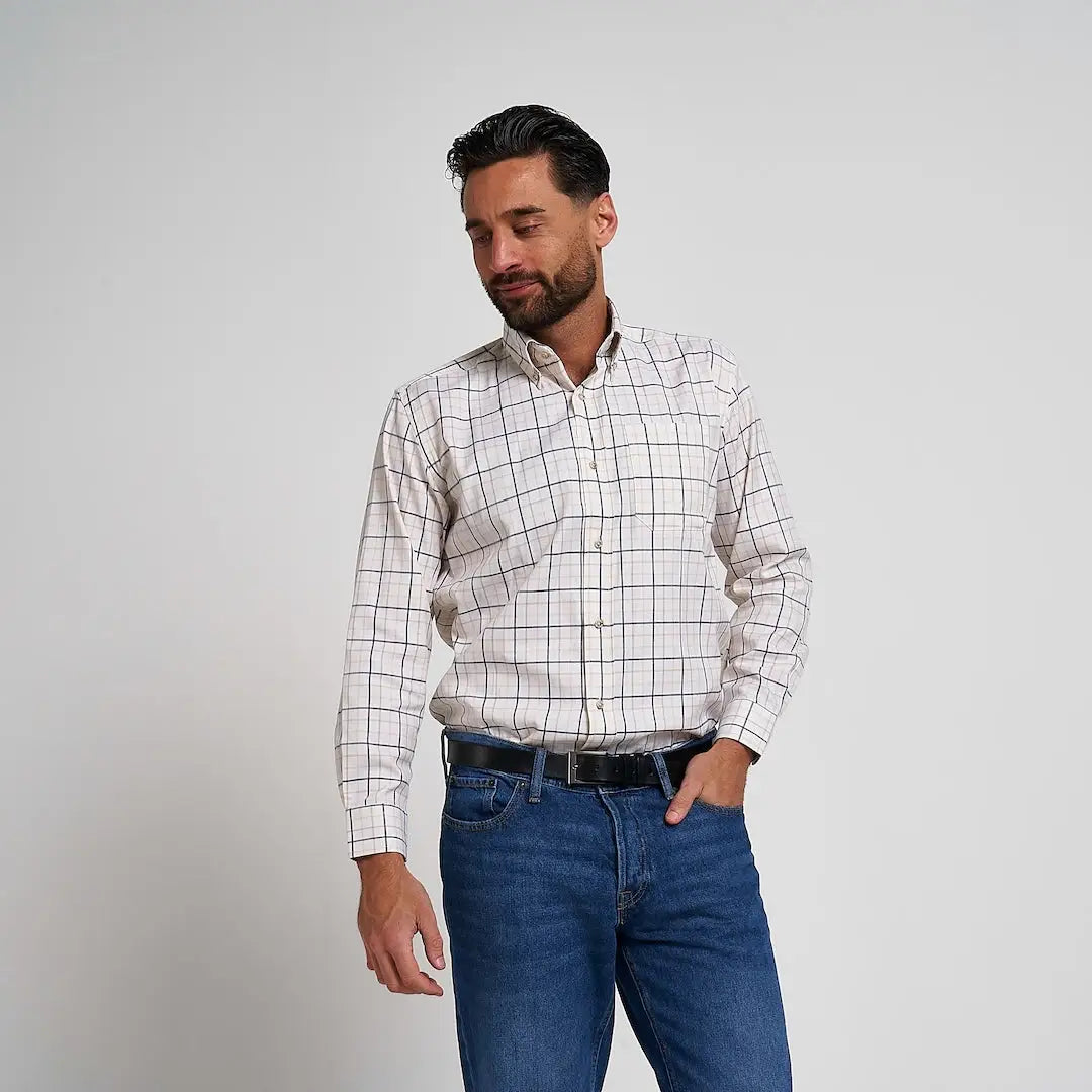 Jack Pyke Countryman classic checked shirt in white and black grid