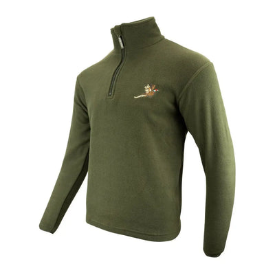 Jack Pyke pheasant motif fleece in olive green with leaf embroidery