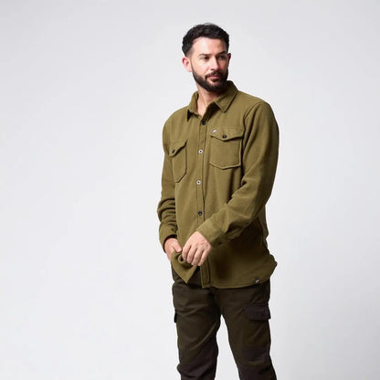Jack Pyke Polar fleece shirt in olive green with chest pockets