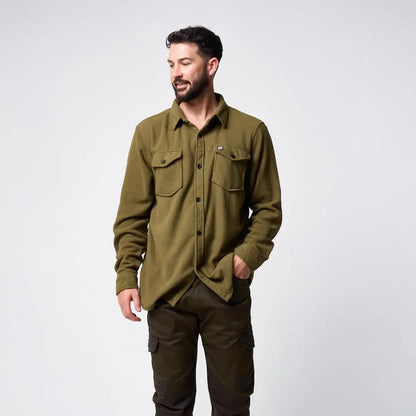 Jack Pyke polar fleece shirt in olive green with chest pockets