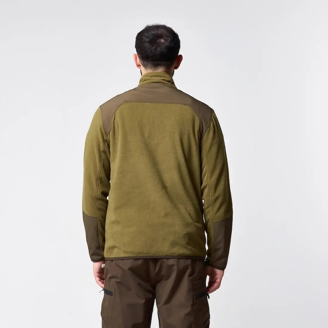 Jack Pyke Rannock fleece pullover in olive green and dark brown