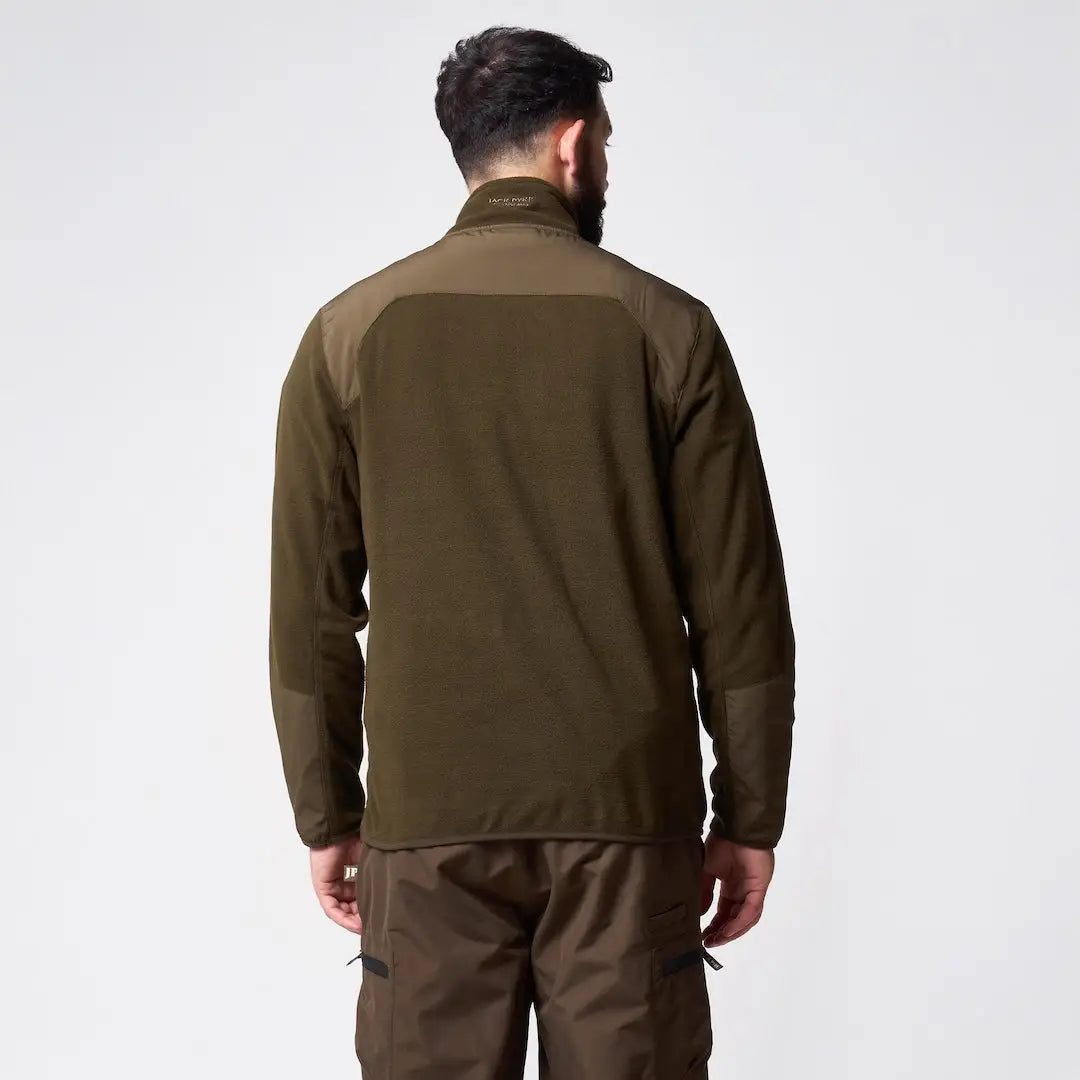 Jack Pyke Rannock fleece pullover in olive green with reinforced shoulders