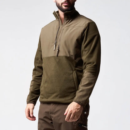 Jack Pyke Rannock fleece pullover in olive green two-tone half-zip