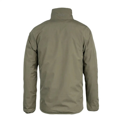 Olive green Jack Pyke reversible waterproof jacket with high collar