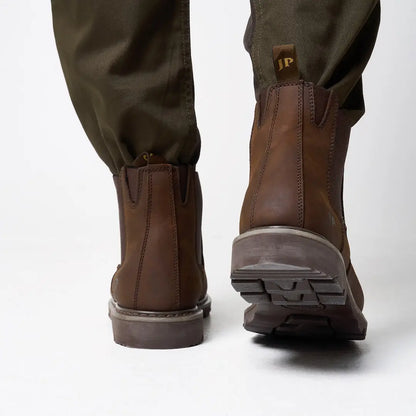 Jack Pyke safety dealer boots in brown leather with rugged rubber sole