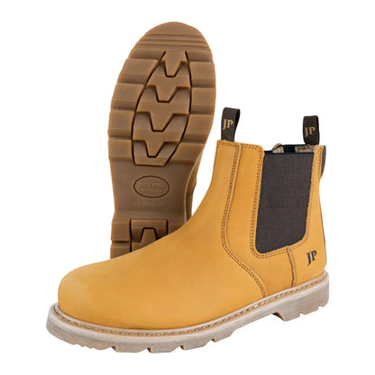 Jack Pyke safety dealer boots in yellow leather with black elastic panels