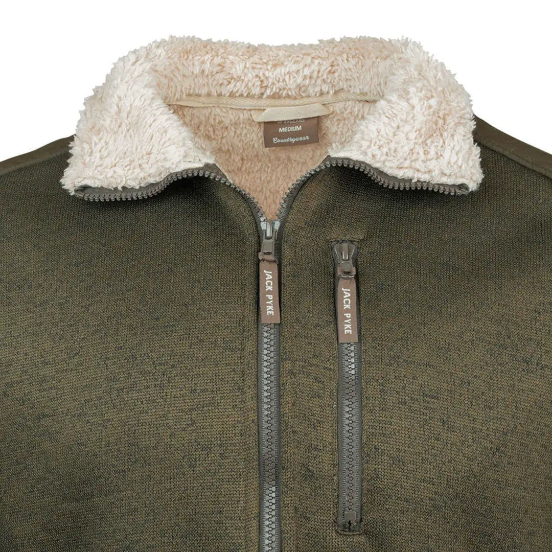 Olive green Jack Pyke Scandinavian fleece jacket with sherpa lining