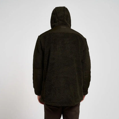Jack Pyke Sherpa fleece hoodie in dark olive green with fleece lining