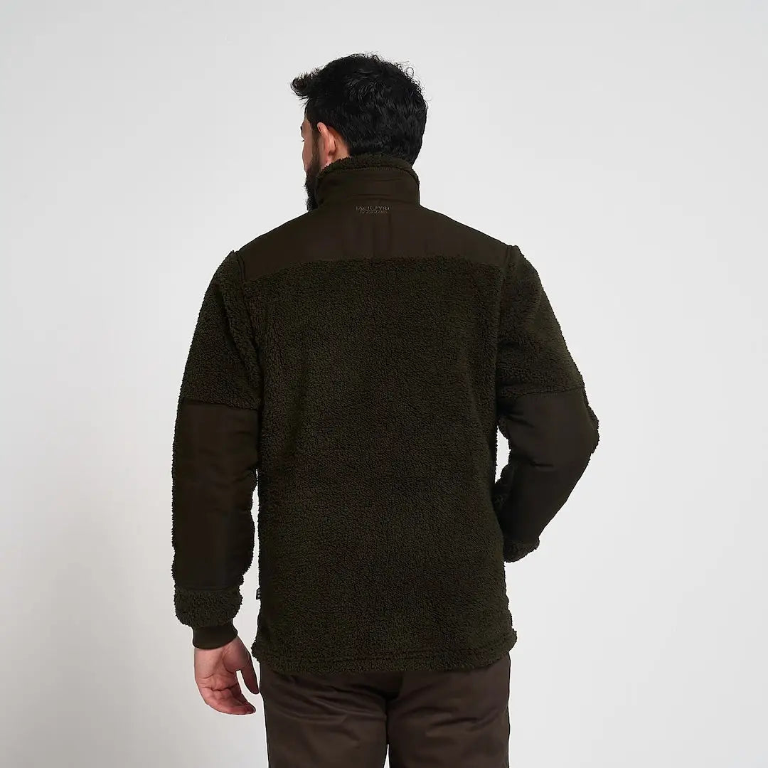 Jack Pyke Sherpa Fleece Jacket Gen II in olive green with high collar