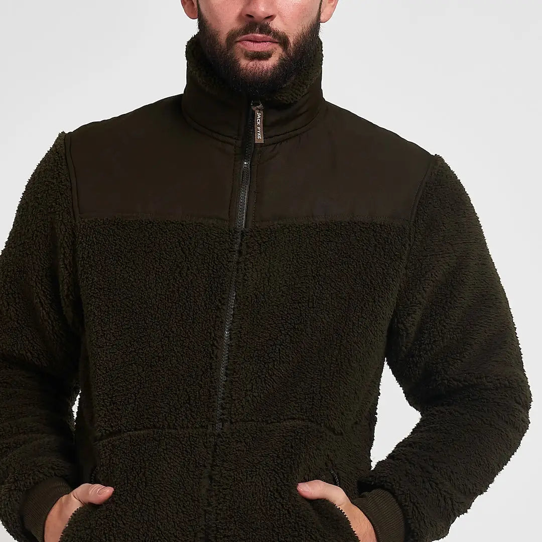 Jack Pyke Sherpa Fleece Jacket Gen II in dark olive green