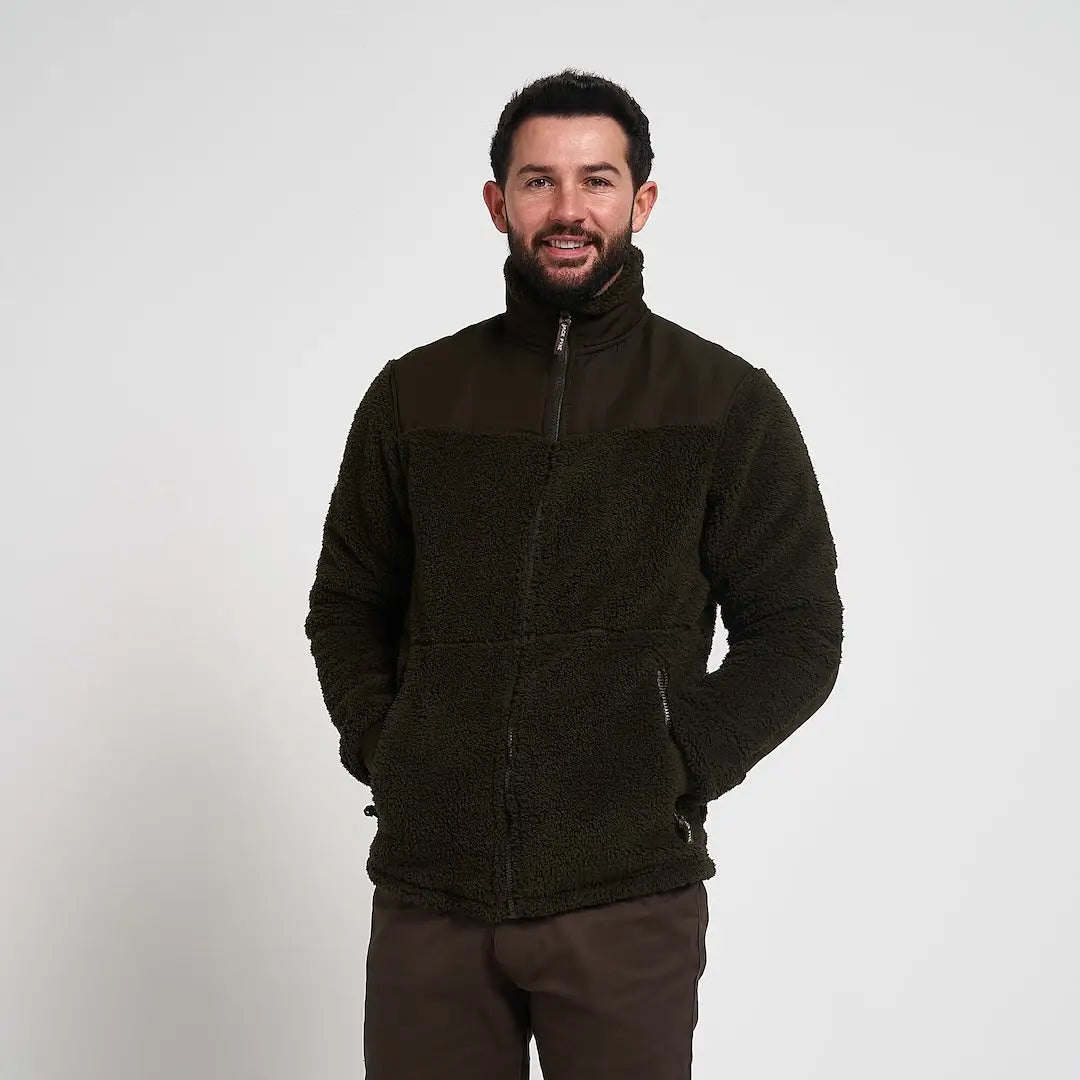 Jack Pyke Sherpa Fleece Jacket Gen II in dark olive green