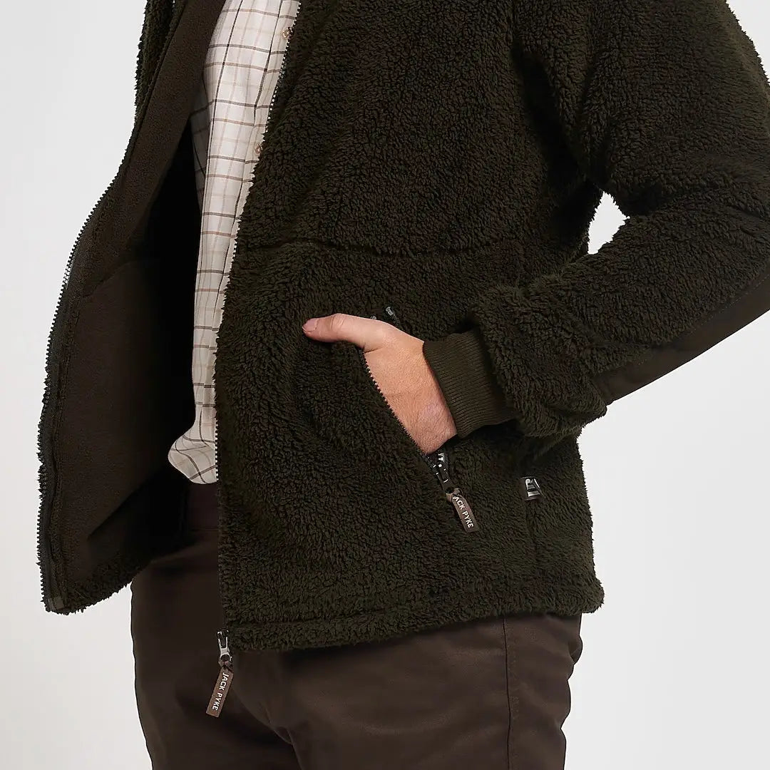 Jack Pyke Sherpa Fleece Jacket Gen II in dark olive green