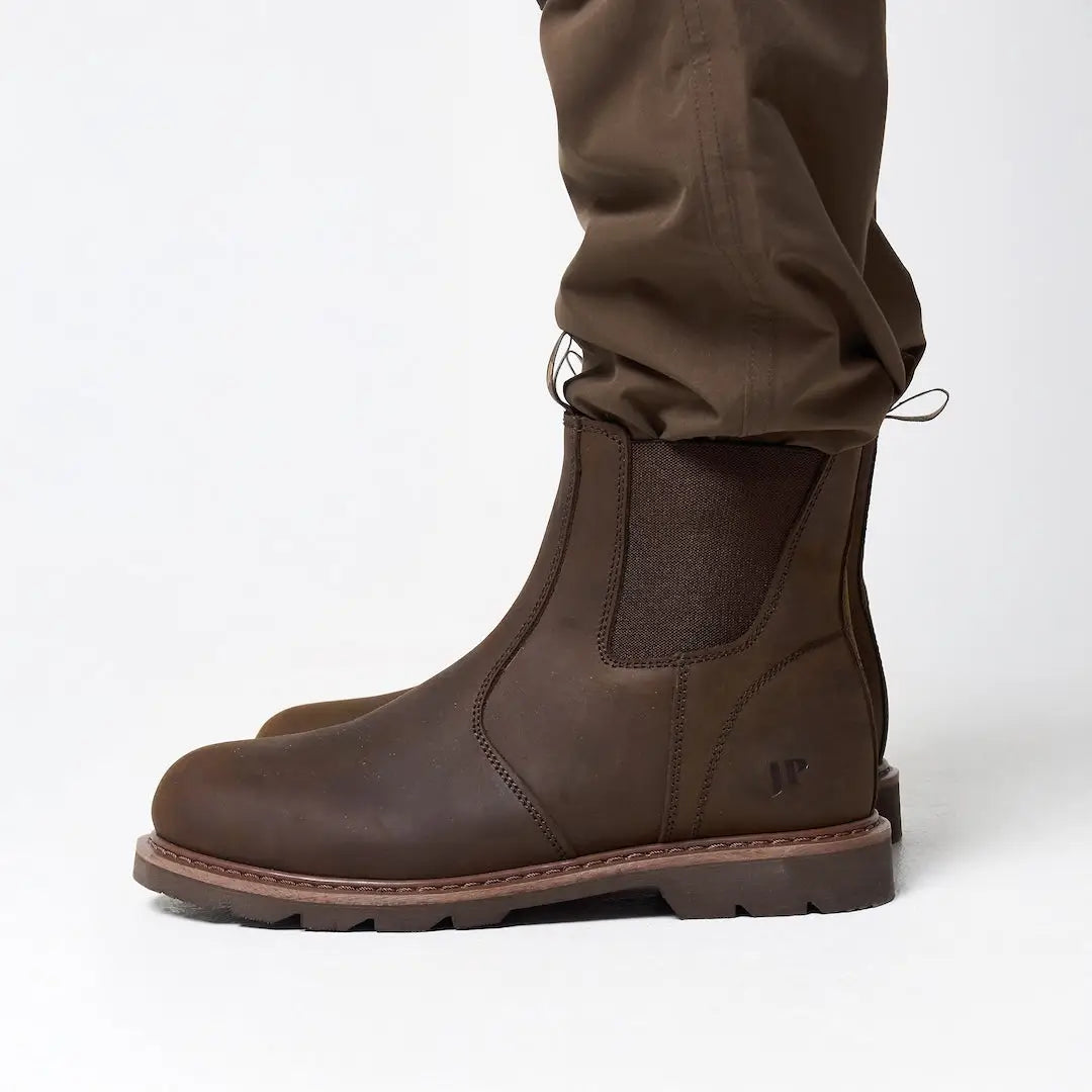 Jack Pyke Shires Dealer Boots in brown leather with rugged sole and elastic panels