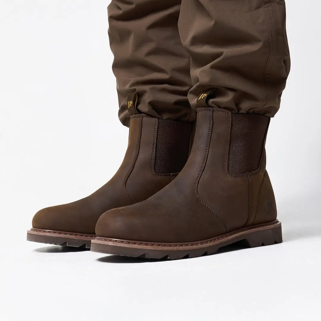 Jack Pyke Shires dealer boots in brown leather with elastic panels and rugged sole