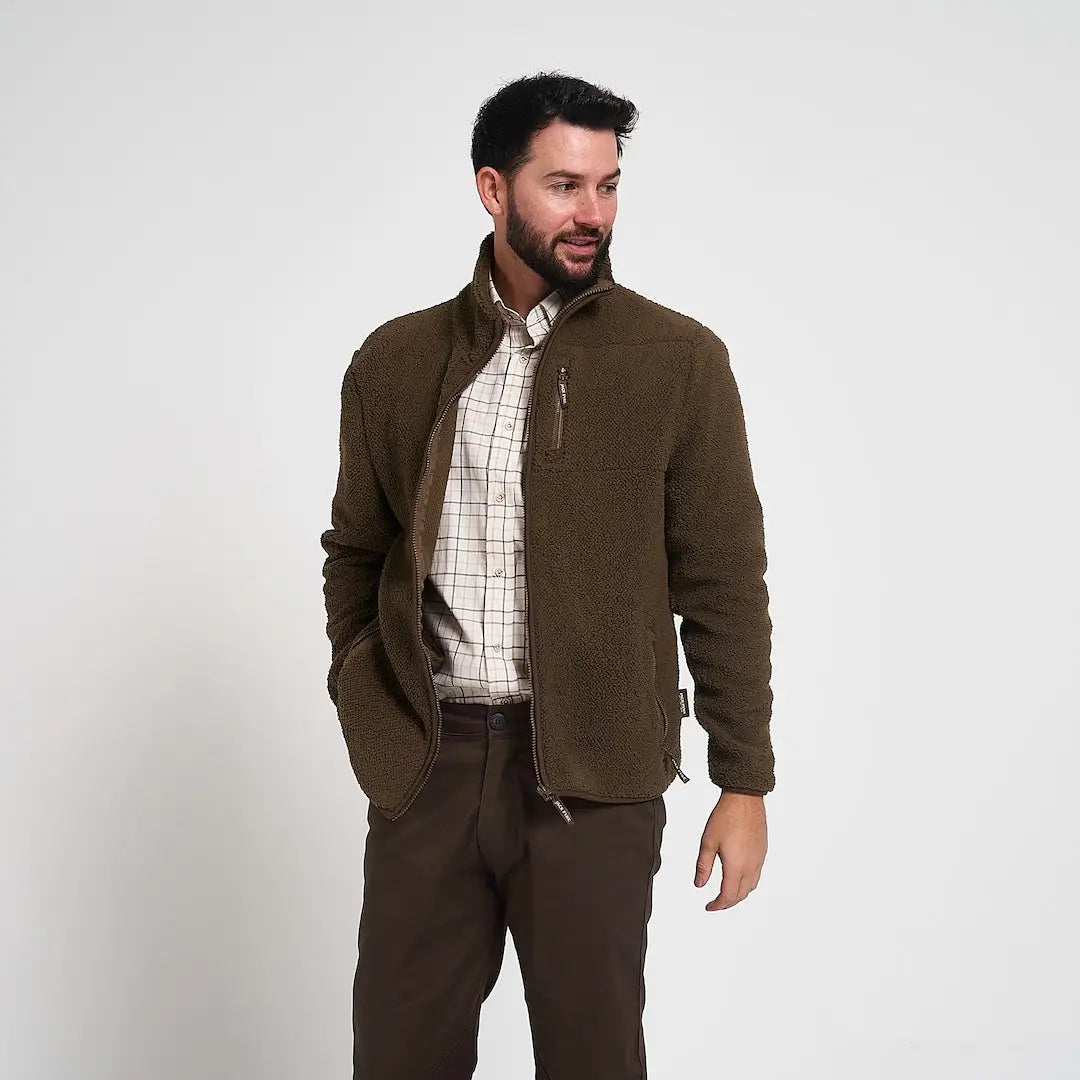 Olive green Jack Pyke Shires fleece jacket for hunting country clothing