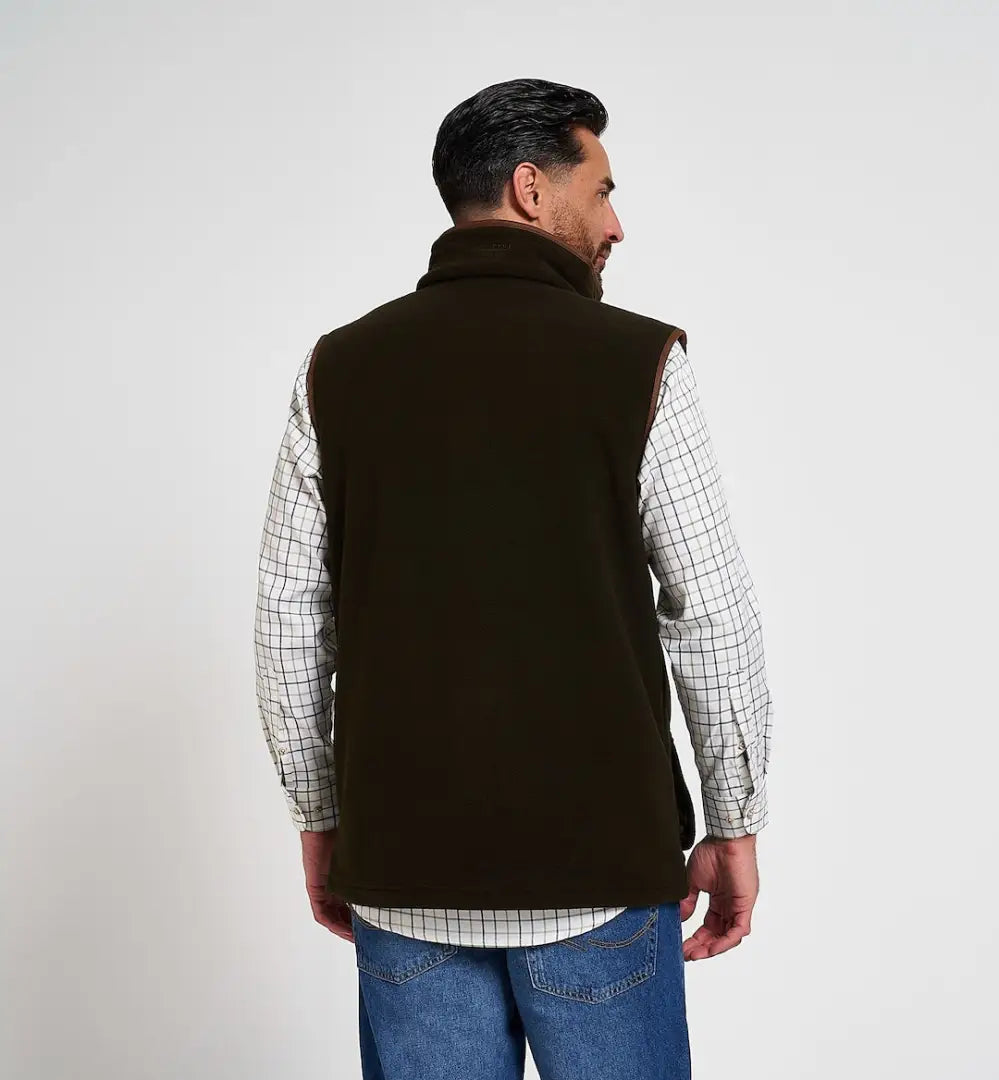 Brown Jack Pyke shooters gilet with high collar and tan trim