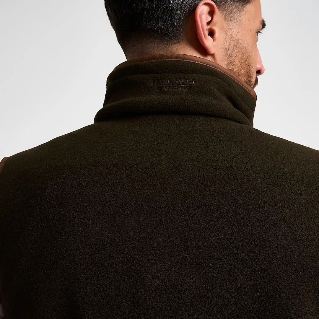 Dark olive green Jack Pyke shooters gilet with brown collar