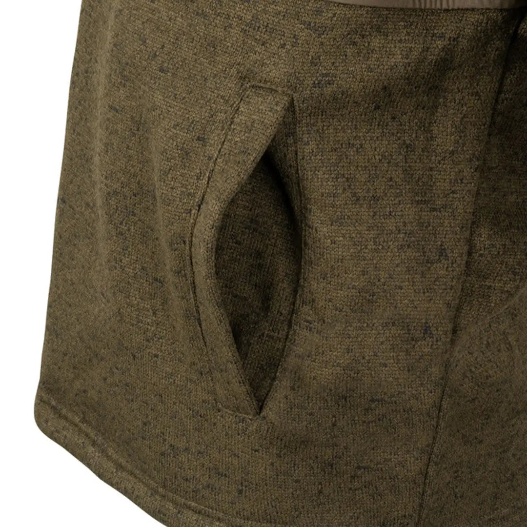 Jack Pyke snap neck pullover in olive green heathered fabric with pocket