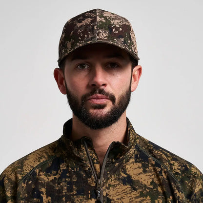 Jack Pyke Softshell baseball cap in camo pixelated brown green black