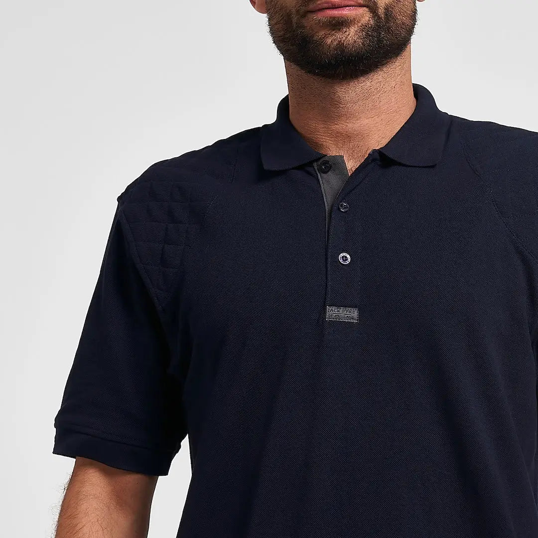 Jack Pyke sports polo in navy blue textured fabric with subtle pattern