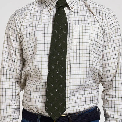 Jack Pyke Stag silk tie with dark green deer pattern