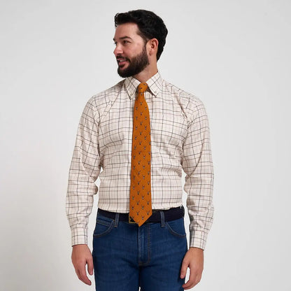 Jack Pyke Stag silk tie with mustard-yellow deer pattern