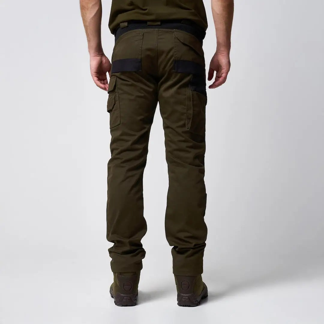 Jack Pyke technical work trousers in olive green with black patches
