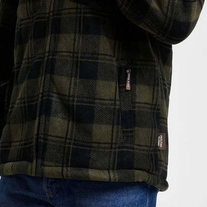 Jack Pyke Tundra Shirt: olive black plaid fleece jacket