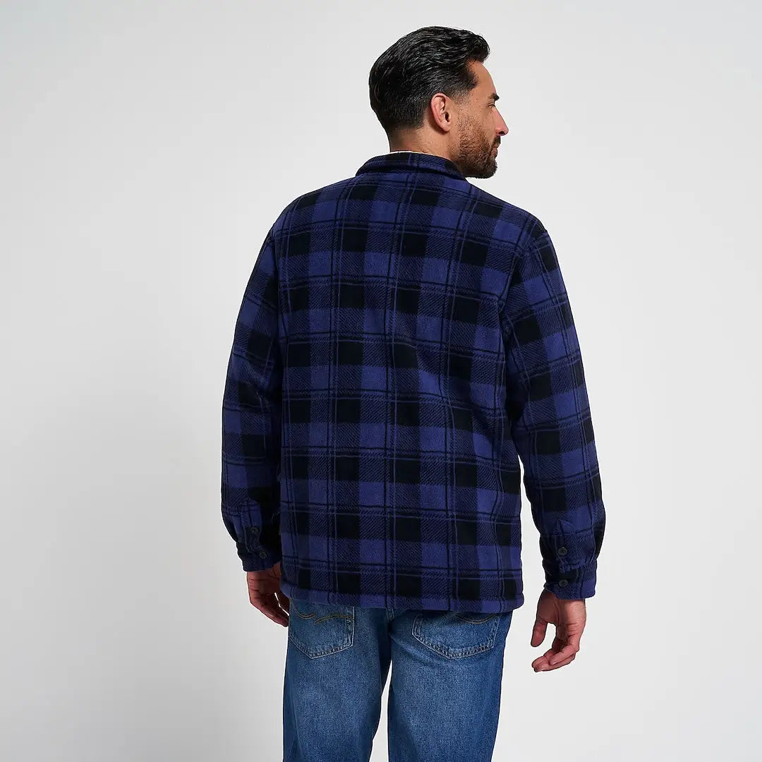 Jack Pyke Tundra Shirt in navy blue black plaid flannel