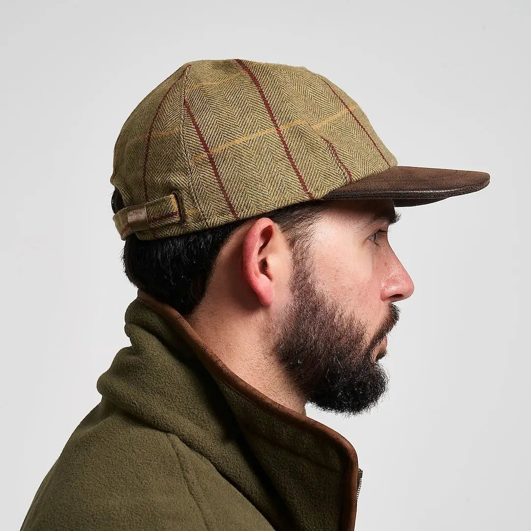 Tan Jack Pyke tweed baseball hat with brown brim