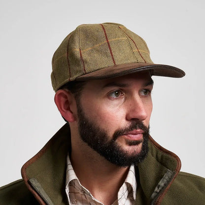 Jack Pyke Tweed Baseball Cap in herringbone pattern with red stripes