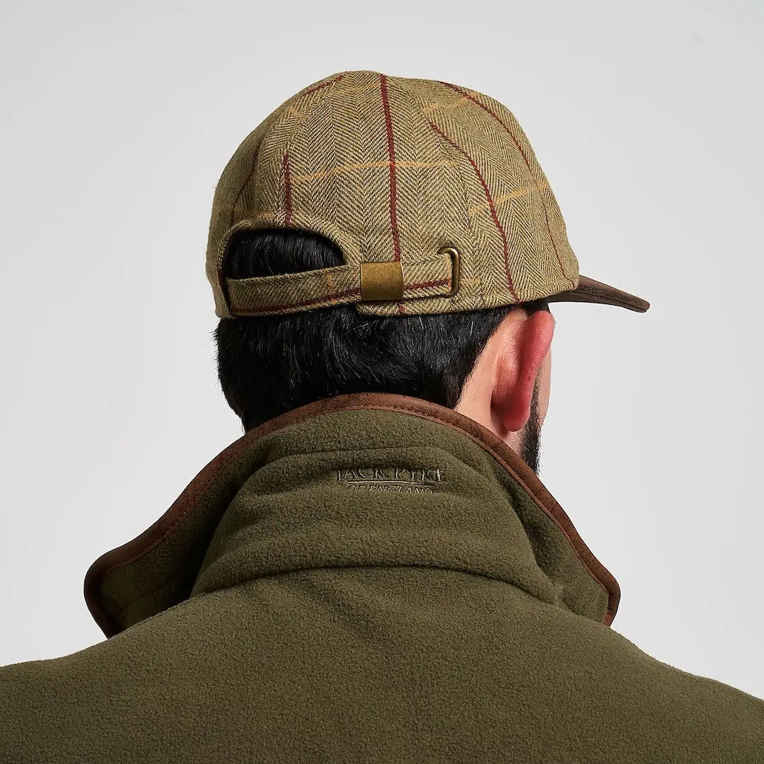 Jack Pyke tweed baseball hat with tan herringbone red brown stripes