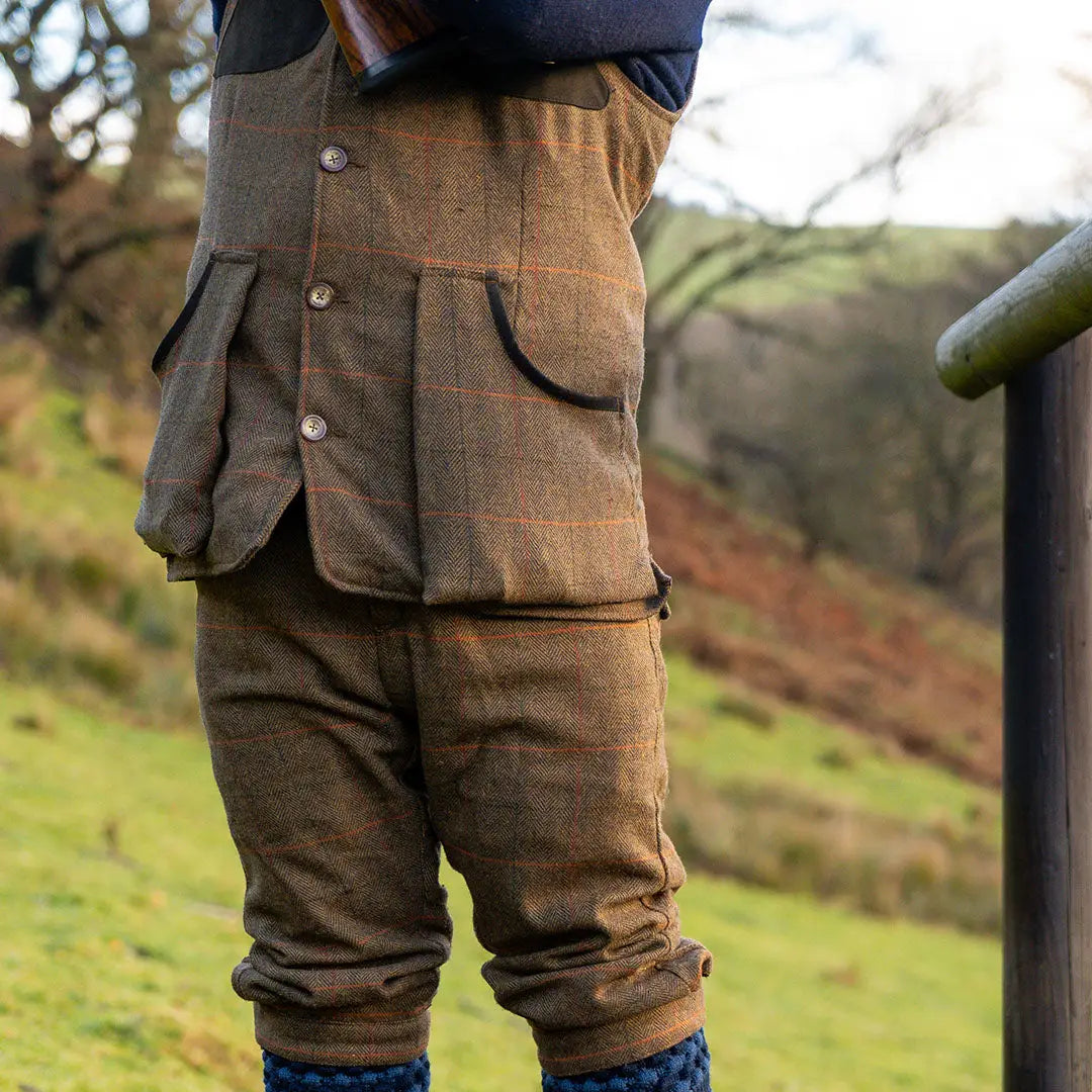 Jack Pyke brown herringbone check shooting vest in country clothing hunting style