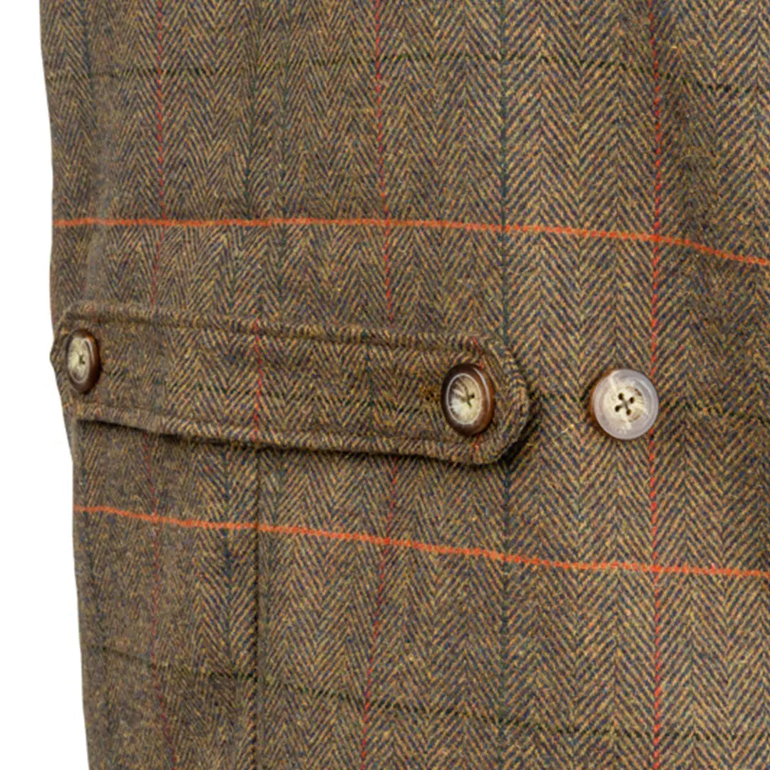 Jack Pyke tweed shooting vest in brown orange herringbone plaid