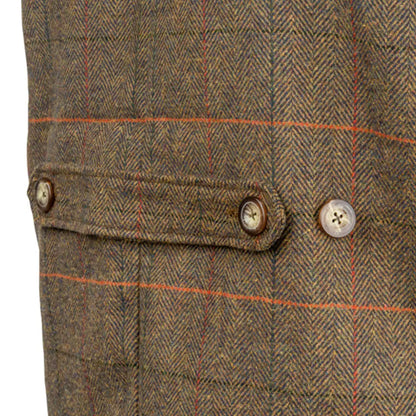 Jack Pyke tweed shooting vest in brown orange herringbone plaid