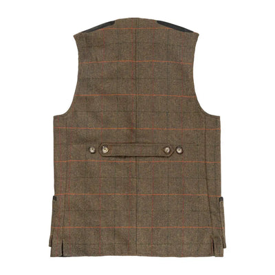 Jack Pyke brown plaid tweed shooting vest with buttons and pockets