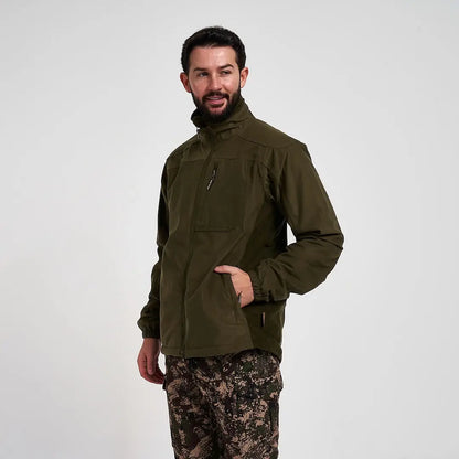 Jack Pyke Weardale Field Jacket in olive green with zippered pockets and high collar