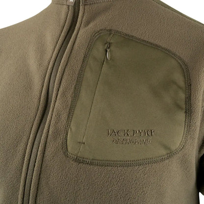Jack Pyke Weardale fleece jacket in olive green with embroidered logo pocket