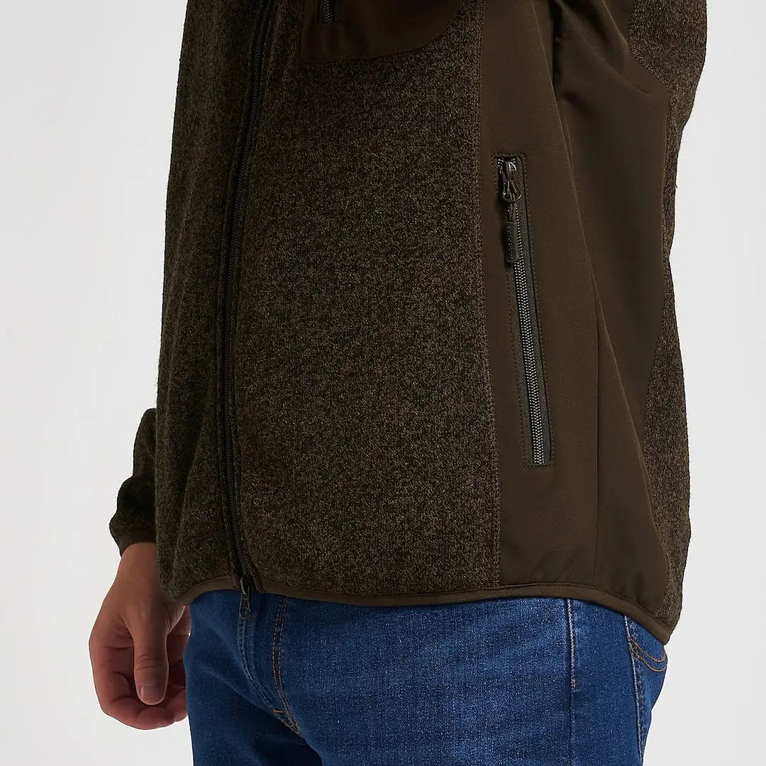 Jack Pyke Weardale knitted jacket in olive green with brown speckled fleece