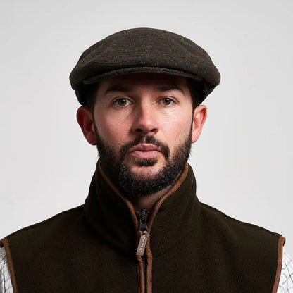 Dark brown tweed Jack Pyke wool blend flat cap